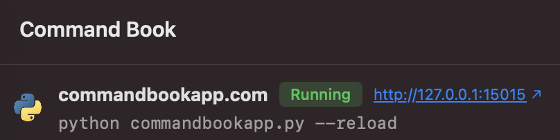 URL extracted from output and shown above the command output for one-click access